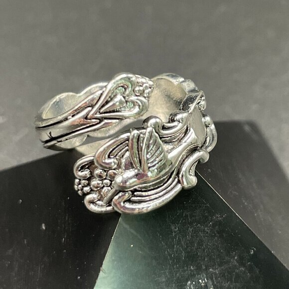 Boho Flower and Hummingbird Adjustable Spoon Ring #1357 - Picture 9 of 14